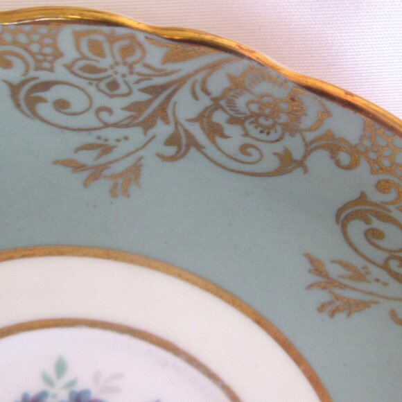 Paragon Tea Cup and Saucer, Hand Painted Summer Floral, Soft Sage Green,   I250 - Picture 3 of 9